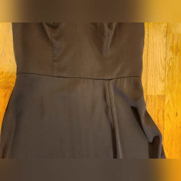 Azazie Black Satin Deep V-Neck Dress With Side Split Size 10 Excellent Condition - Picture 6 of 15